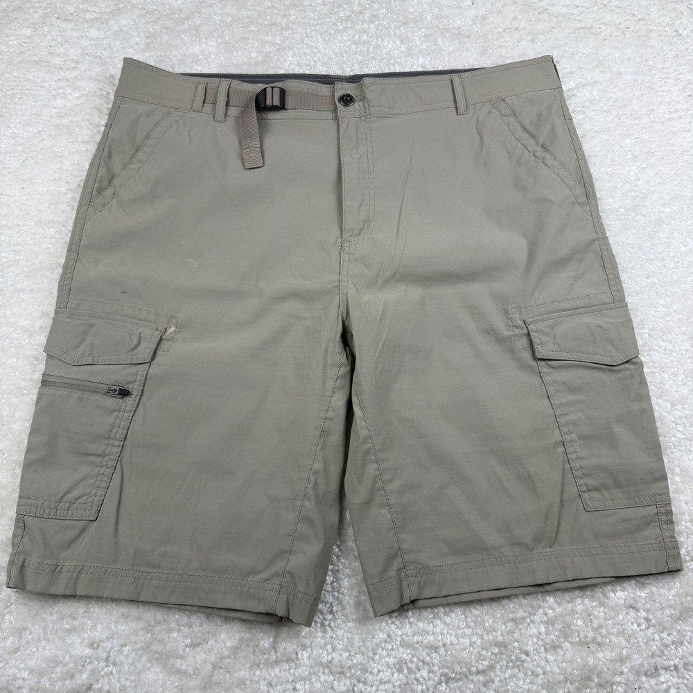 BC Clothing Expedition Tech Shorts Mens 40 Tan Khaki Cargo Hiking Belted Stretch